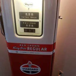 1955 Wayne 80 Tall Red Crown Gas Pump, Fully restored, original milk glass crown globe