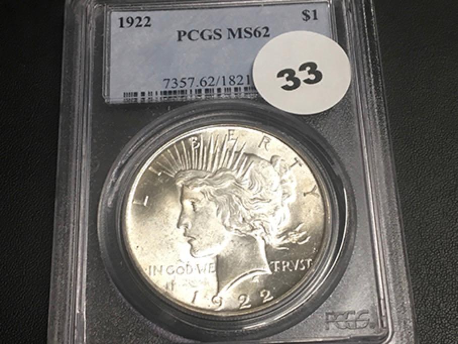 1922 Peace Dollar MS62