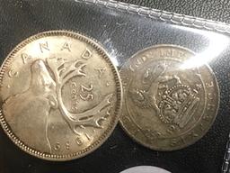 1939 Canada Quarter and 1914 Great Britain 6 Pence