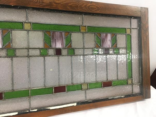 PICK UP ONLY -  48 in x 19 1/4 in Lead Glass Window, Good Condition, Needs re-caulked