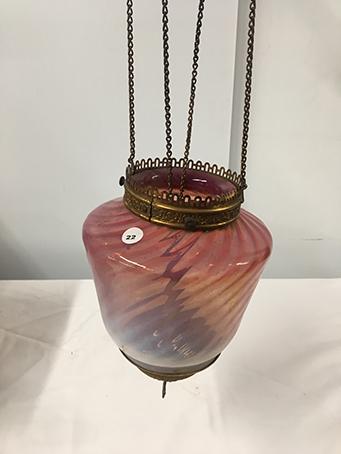 PICK UP ONLY -  27 in total length hanging Cranberry lamp