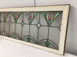PICK UP ONLY -  Stained glass window 44 in x 19 in outside frame, Good Condition