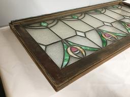 PICK UP ONLY -  Stained glass window 44 in x 19 in outside frame, Good Condition