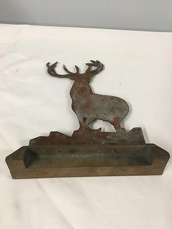 Brass Base, Cast Iron Stag 9 in wide 10 in tall