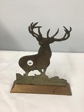 Brass Base, Cast Iron Stag 9 in wide 10 in tall