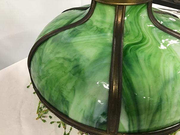 PICK UP ONLY -  23 in Slag Glass lamp shade, Good Condition