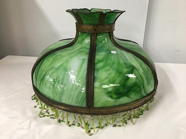 PICK UP ONLY -  23 in Slag Glass lamp shade, Good Condition