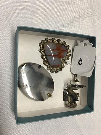 2 Stone Pendants, 1 pr. Mexican Silver Earrings