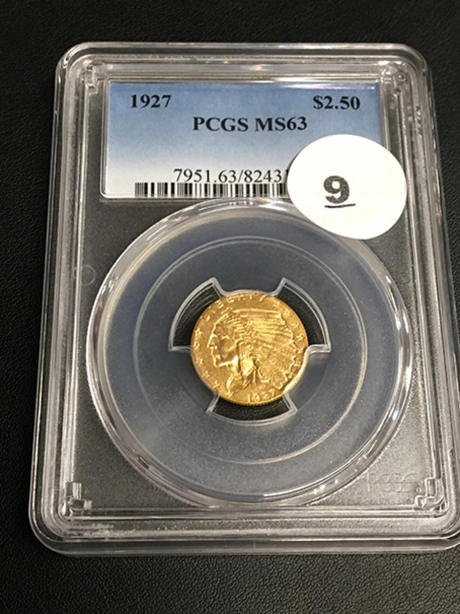 1927 2 1/2 Dollar Indian Gold PCGS MS63