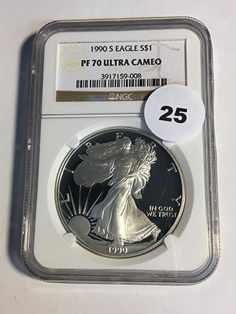 1990-S Silver Eagle NGC PF70 Ultra Cameo