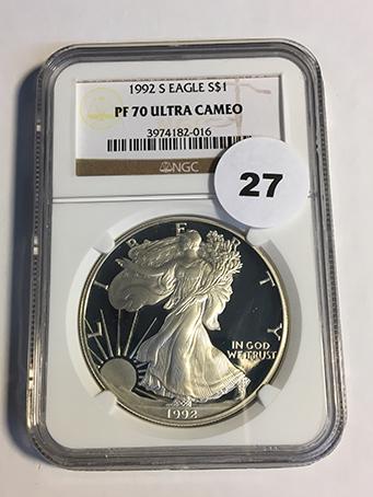 1992-S Silver Eagle NGC PF70 Ultra Cameo