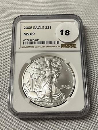 2008 Silver Eagle NGC MS69