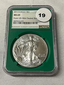 2013 Silver Eagle NGC MS69 From U.S. Mint Sealed Box
