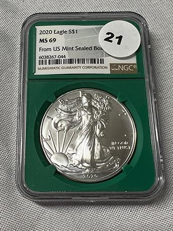 2020 Silver Eagle NGC MS69 From U.S. Mint Sealed Box