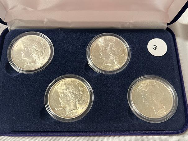 1922, 23, 24, 25 Peace Dollars AU/UNC