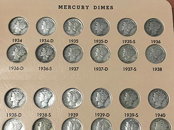 Mercury Dime Album less 1916D