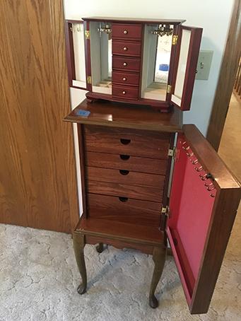 Floor model and dresser top jewelry cabinet