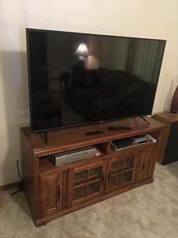 55" Vizio TV, stand, VCR and DVD player