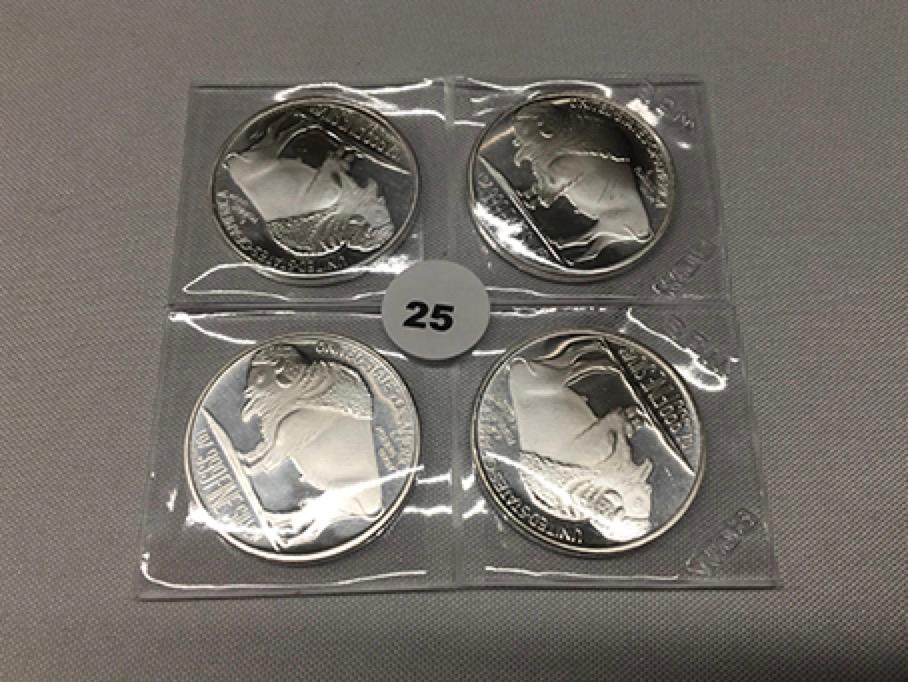 Lot of 4 One Ounce Silver Buffalos