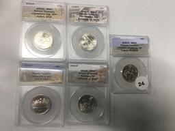 Lot of 5 2016-D and P Release Ceremony Quarters ANACS MS67