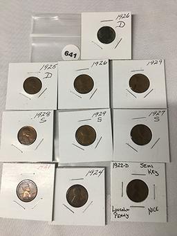 Lot of 10 1920's Lincoln Cents