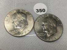 (2) 1974, 74-D Ike Dollars, UNC