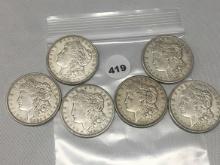 (6 X $) 1921 Morgan Dollars, (1-D, 2-S)