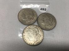 (3 X $) 1921 Morgan Dollars