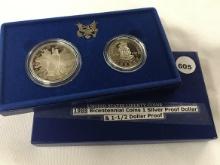 1989 Bic. 2 pc Proof Coins (90% Silver Dollar)