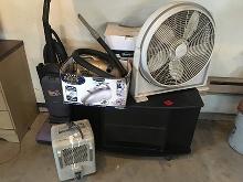 TV stand, heater, fan, vacuum