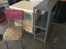 Metal shelf, chair and stand