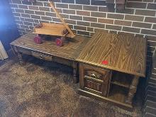 25 x 23 side table, 21 x 38 coffee table and wood wagon