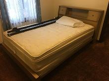 3 pc. Blonde bedroom outfit, good pillow top mattress set, sells with extra free standing bed frame