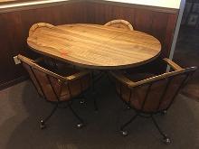 59in x 42in Dinette table with 4 chairs on castors