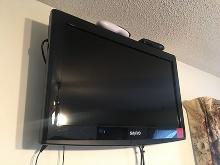 Sanyo 26in TV with wall mount and remote, to be removed by buyer