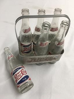 Pepsi Cola Double Dot Bottles and Carrier