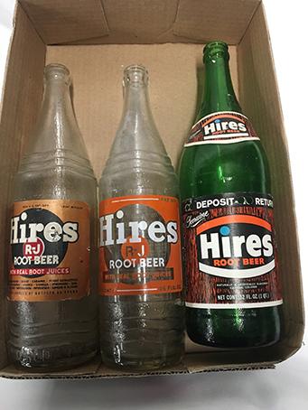 (3) Hires 32 oz. Root Beer Bottles