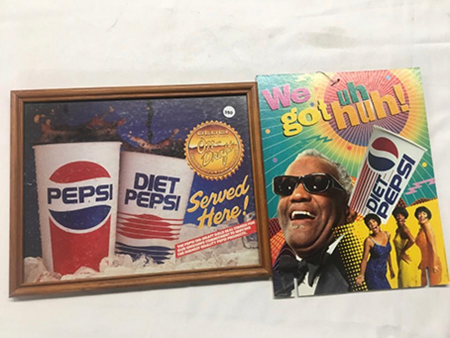 Framed Pepsi Poster and other Cardboard Poster
