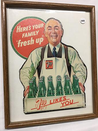 Framed Vintage 7up Cardboard Cutout