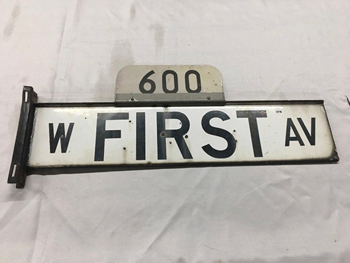 W. First AV Street Sign