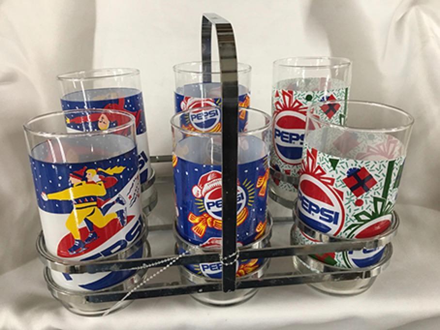 Pepsi Glass with Carrier