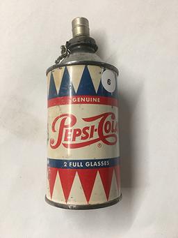 Rare 1950s Pepsi Cola, Single Dot Cone Top Can with lighter cap, hard to find in this condition