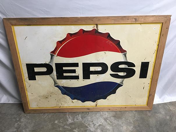 57 1/2  x 41 in. Vintage Pepsi Framed Sign, Stout MFG,