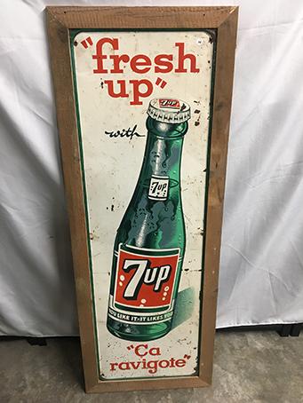 21  x 57 in. Vintage 7up Framed Sign, Made in Canada CCC-60-No.7