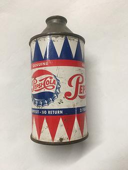 Rare 1950s Pepsi Cola, Single Dot Cone Top Can, good overall condition