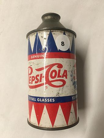 Rare 1950s Pepsi Cola, Single Dot Cone Top Can, good overall condition
