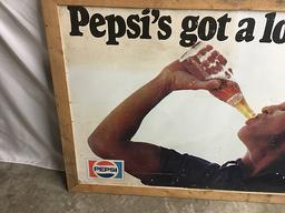 65  x 43 in. Vintage Pepsi Framed Sign, 2 sided