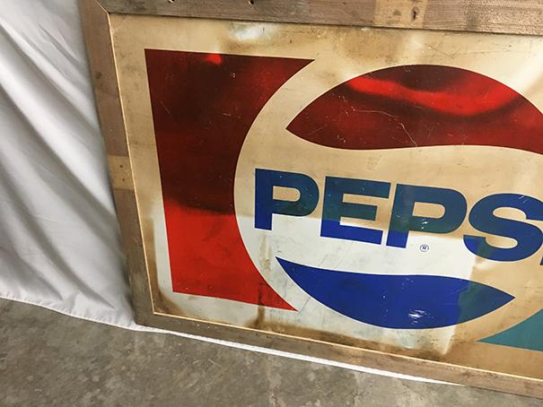 65  x 43 in. Vintage Pepsi Framed Sign, 2 sided