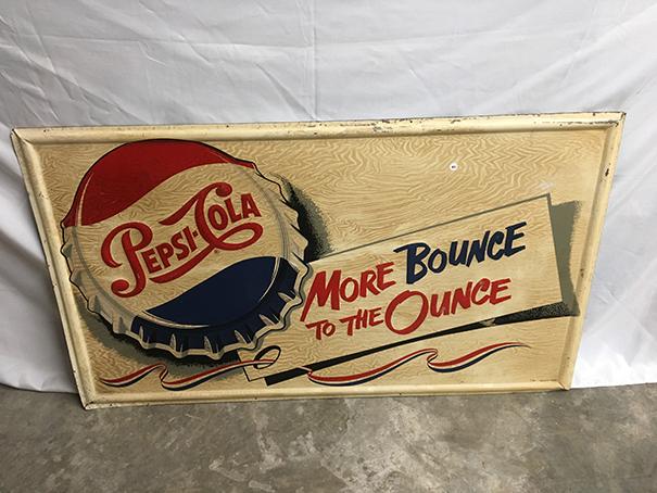 57  x 33 in. Vintage Pepsi Cola Sign, Stout MFG M-169, Green Back