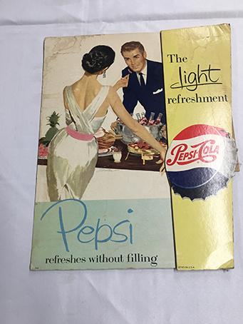 16  x 19 in. Vintage Pepsi Cola Cardboard Easel Back Sign